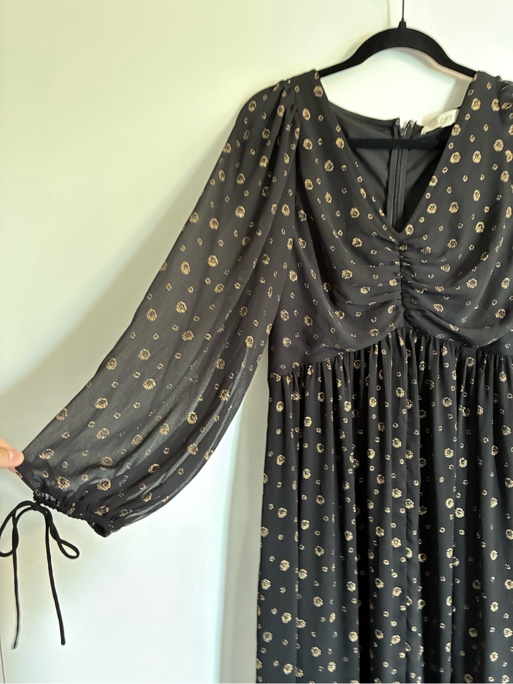 Black Ruched Maxi Dress Whimsigoth Witchy - Picture 3 of 13